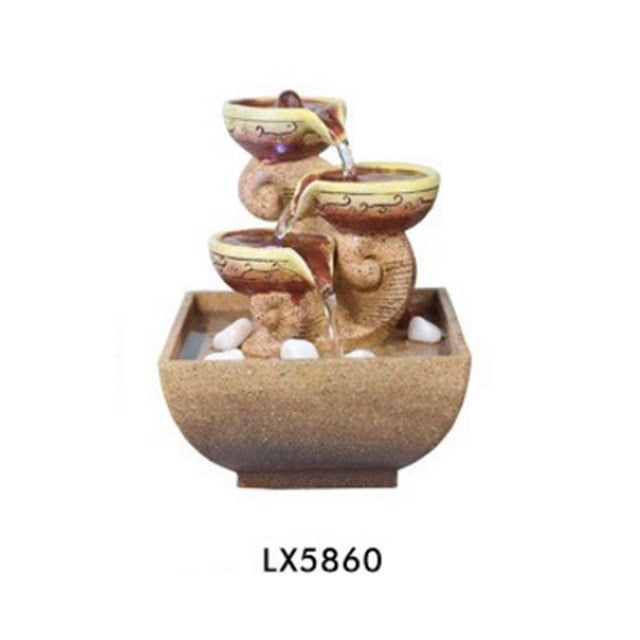 Resin Decorative Fountains Indoor Water Fountains Creative Craft Desktop Home Decor Home Figurines FengShui Water Fountain G