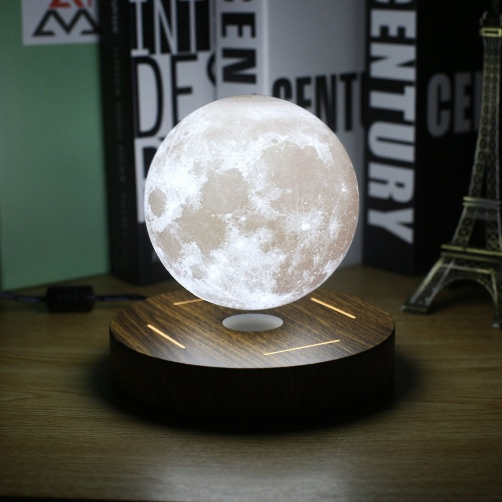 New Magnetic Levitating 3D Moon Lamp 360 rotated Wooden Base 10cm Night Lamp Floating Romantic Light Home Decoration for Bedroom