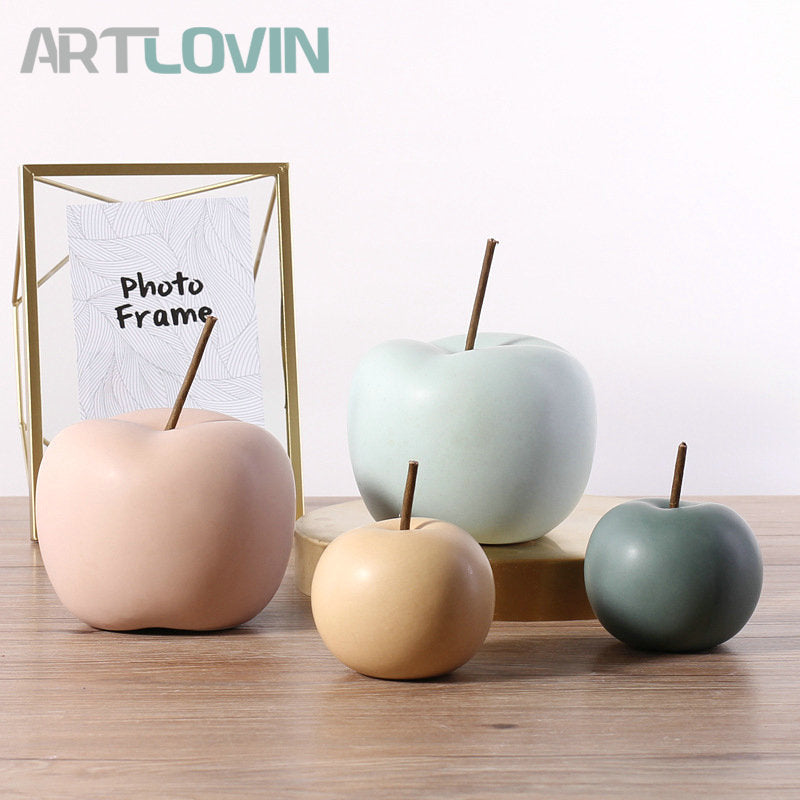 Modern Style Home Decor Ceramic Apple Figurines Creative Arts & Crafts Home Decoration Accessories Sweet Ornaments For Wedding