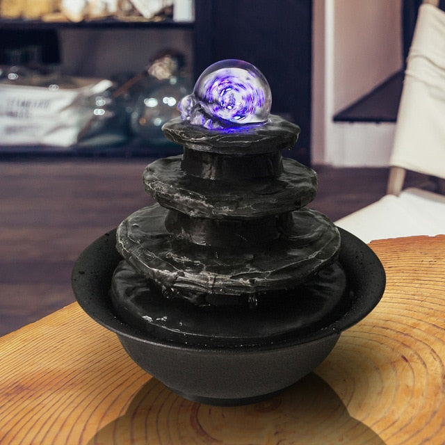 Resin Decorative Fountains Indoor Water Fountains Creative Craft Desktop Home Decor Home Figurines FengShui Water Fountain G