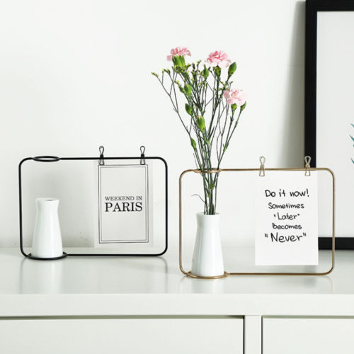 Creative Iron Line Flower Pot Plant Vase Stand Postcard Clip Holder Home Decor NEW