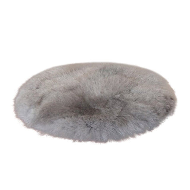 Round Faux Fur Carpet Chair Cover Bedroom Faux Mat Seat Pad Plain Skin Fur Plain Fluffy Area Rugs Washable Home Decor
